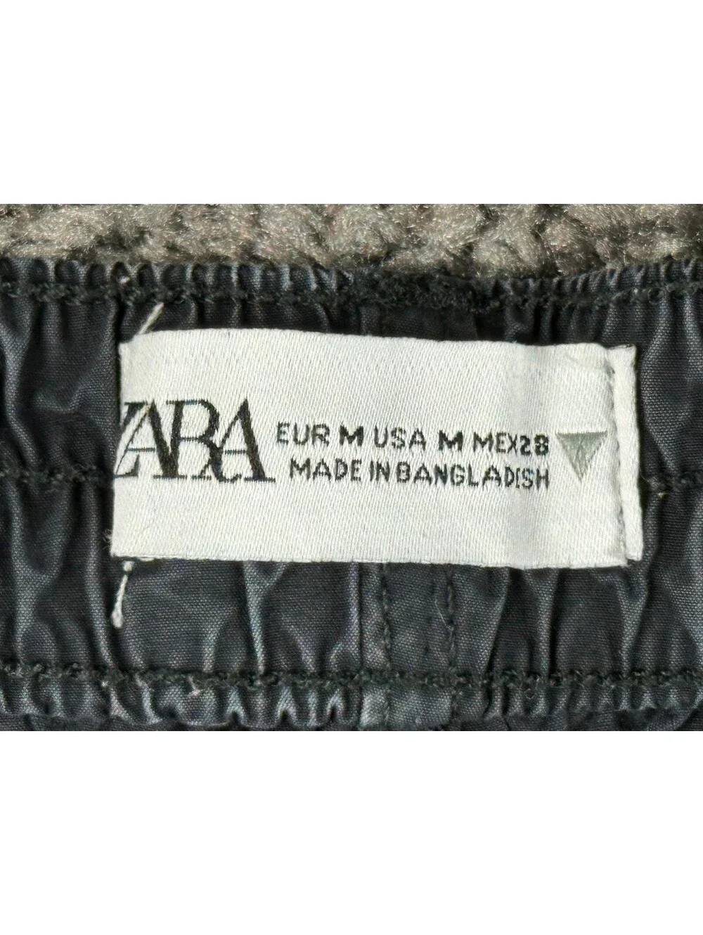 Zara Mens Wide Leg Cargo Pants Baggy Multi Pocket Washed Gray Black Size M